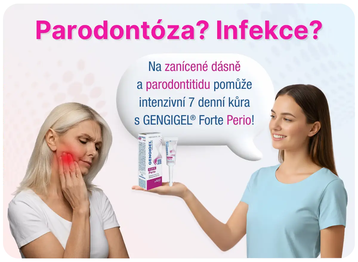 na silný zánět dásní, parodontozu a zanícené dásně pomůže gengigel forte perio gel na dásně