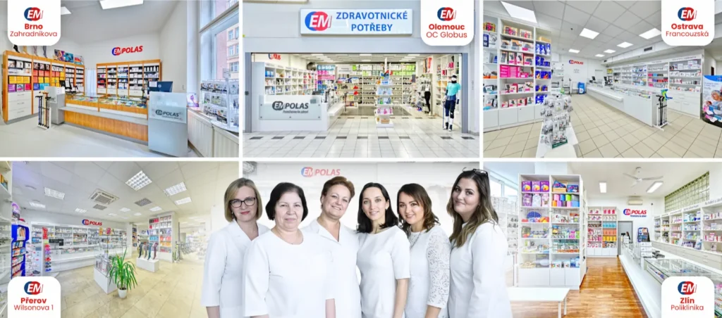 Prodejna zdravotnických potřeb EMPOLAS v Brně, Ostravě, Olomouci. Přerově a Zlínu